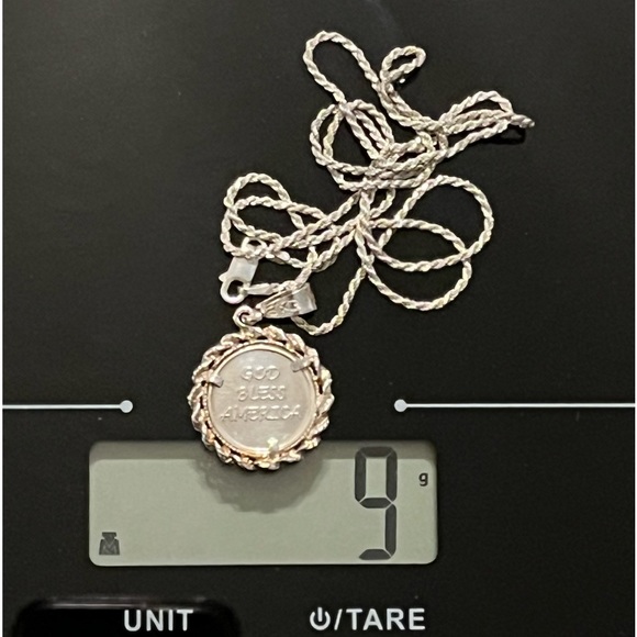Sterling Silver God Bless America Flag Coin Pendant - Picture 14 of 16